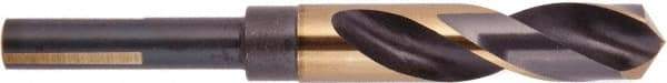 National Twist Drill - 17/32" Drill, 118° Point, High Speed Steel Silver Deming & Reduced Shank Drill Bit - Oxide/Gold Finish, 6" OAL, Flats on Shank, 3" Flute Length, Right Hand Cut, Spiral Point, Spiral Flute - Apex Tool & Supply