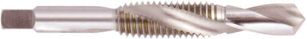 Regal Cutting Tools - 3/8-16 UNC, H3, 3-3/8" OAL, 0.3225" Drill Diam x 13/16" Drill Length, Combination Drill & Tap - 2 Flutes, 1-1/16" Thread Length, High Speed Steel, Bright Finish - Apex Tool & Supply