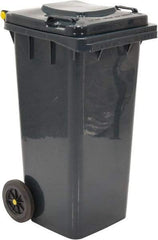 Vestil - 32 Gal Gray Square Trash Can - Polyethylene, None Graphic, 38" High x 21-13/16" Long x 18-3/4" Wide, Lid Included - Apex Tool & Supply