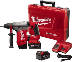 Milwaukee Tool - 18 Volt 1-1/8" SDS Plus Chuck Cordless Rotary Hammer - 0 to 5,000 BPM, 0 to 1,300 RPM, Reversible - Apex Tool & Supply