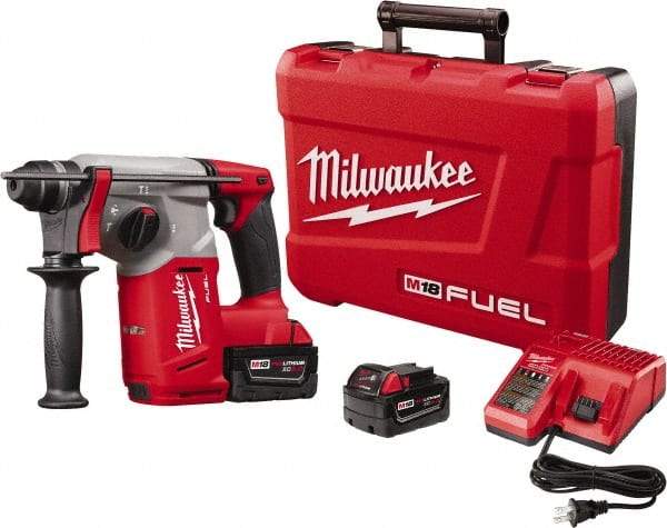 Milwaukee Tool - 18 Volt 1" SDS Plus Chuck Cordless Rotary Hammer - 0 to 4,900 BPM, 0 to 1,400 RPM, Reversible - Apex Tool & Supply