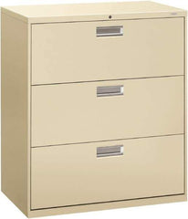Hon - 36" Wide x 40.88" High x 19-1/4" Deep, 3 Drawer Lateral File - Steel, Putty - Apex Tool & Supply