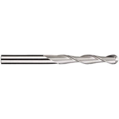 SGS - 1/2" Diam, 3" LOC, 2 Flute Solid Carbide Ball End Mill - TiN Finish, Single End, 6" OAL, 1/2" Shank Diam, Spiral Flute - Apex Tool & Supply