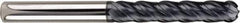 SGS - 18mm Diam, 75mm LOC, 4 Flute Solid Carbide Ball End Mill - AlTiN Finish, Single End, 150mm OAL, 18mm Shank Diam, Spiral Flute - Apex Tool & Supply