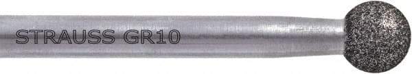 Strauss - 3/8" Head Diam x 3/8" Head Thickness Diamond (Abrasive) Cone Grinding Pin - 3/8" Shank Diam x 4" Shank Length, Medium Grade, (151 Mesh Grit) - Apex Tool & Supply