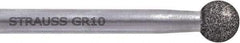 Strauss - 0.197" Head Diam x 0.2" Head Thickness CBN Round Tip Point Grinding Pin - 1/8" Shank Diam x 1.77" Shank Length, Medium Grade, (126 Mesh Grit) - Apex Tool & Supply
