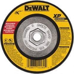DeWALT - 24 Grit, 5" Wheel Diam, 1/4" Wheel Thickness, Type 27 Depressed Center Wheel - Zirconia Alumina, Resinoid Bond, 12,200 Max RPM, Compatible with Angle Grinder - Apex Tool & Supply