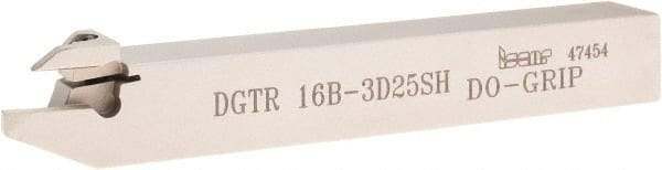 Iscar - External Thread, 1/2" Max Depth of Cut, 3mm Min Groove Width, 120mm OAL, Right Hand Indexable Grooving Cutoff Toolholder - 16mm Shank Height x 16mm Shank Width, DG.. Insert Style, DGT Toolholder Style, Series Do-Grip - Apex Tool & Supply