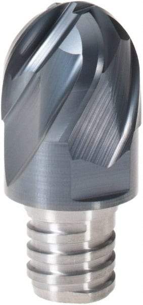 Iscar - MM EB Grade IC908 Carbide Ball Nose Milling Tip Insert - TiAlN Finish, 4 Flutes, 3/4" Cutting Diam, 0.62" Depth of Cut, 1" Extension, 3/8" Cnr Rad, 30° Helix - Apex Tool & Supply