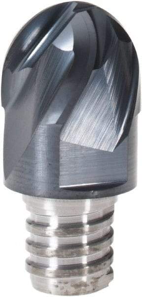 Iscar - MM EB Grade IC908 Carbide Ball Nose Milling Tip Insert - TiAlN Finish, 4 Flutes, 5/8" Cutting Diam, 0.47" Depth of Cut, 0.8" Extension, 5/16" Cnr Rad, 30° Helix - Apex Tool & Supply