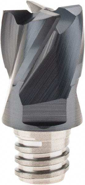 Iscar - MM EC Grade IC908 Carbide End Milling Tip Insert - TiAlN Finish, 4 Flutes, 3/8" Cutting Diam, 0.275" Depth of Cut, 0.512" Extension, 0.015" Cnr Rad, 30° Helix - Apex Tool & Supply