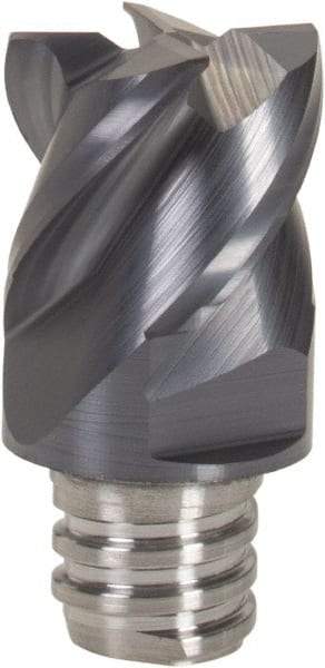 Iscar - MM EC Grade IC908 Carbide End Milling Tip Insert - TiAlN Finish, 4 Flutes, 1/2" Cutting Diam, 3/8" Depth of Cut, 0.65" Extension, 0.015" Cnr Rad, 45° Helix - Apex Tool & Supply