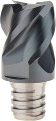 Iscar - MM EC Grade IC908 Carbide End Milling Tip Insert - TiAlN Finish, 4 Flutes, 3/4" Cutting Diam, 0.62" Depth of Cut, 1" Extension, 45° Helix - Apex Tool & Supply