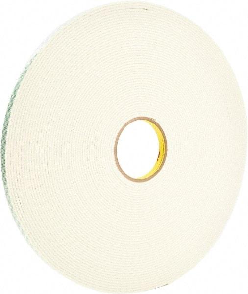 3M - 1/2" x 36 Yd Acrylic Adhesive Double Sided Tape - 125 mil Thick, Off-White, Foam Liner - Apex Tool & Supply