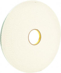 3M - 1/2" x 36 Yd Acrylic Adhesive Double Sided Tape - 125 mil Thick, Off-White, Foam Liner - Apex Tool & Supply