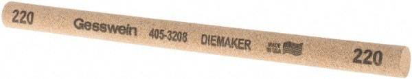 Made in USA - 220 Grit Aluminum Oxide Round Polishing Stone - Coarse/Medium Grade, 3/8" Wide x 6" Long x 3/8" Thick - Apex Tool & Supply