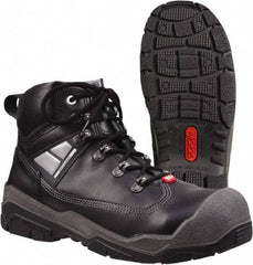 Tegera - Men's Size 11 Medium Width Steel Work Boot - Black, Leather Upper, Rubber Outsole, 6" High, Pull-On - Apex Tool & Supply