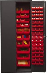 Durham - 138 Bin Storage Cabinet - Steel, 36" Wide x 24" Deep x 84" High, Red - Apex Tool & Supply