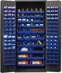 Durham - 138 Bin Storage Cabinet - Steel, 36" Wide x 24" Deep x 84" High, Blue - Apex Tool & Supply