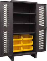 Durham - 3 Shelf 6 Bin Storage Cabinet - Steel, 36" Wide x 24" Deep x 78" High, Yellow - Apex Tool & Supply