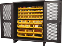 Durham - 54 Bin Storage Cabinet - Steel, 60" Wide x 24" Deep x 78" High, Yellow - Apex Tool & Supply