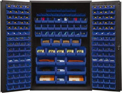 Durham - 186 Bin Storage Cabinet - Steel, 48" Wide x 24" Deep x 72" High, Blue - Apex Tool & Supply