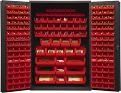 Durham - 186 Bin Storage Cabinet - Steel, 48" Wide x 24" Deep x 72" High, Red - Apex Tool & Supply