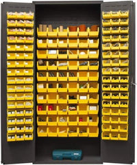 Durham - 156 Bin Storage Cabinet - Steel, 36" Wide x 18" Deep x 84" High, Yellow - Apex Tool & Supply