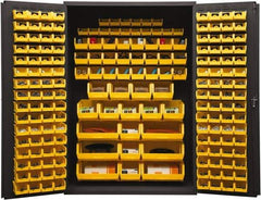 Durham - 186 Bin Storage Cabinet - Steel, 48" Wide x 24" Deep x 72" High, Yellow - Apex Tool & Supply