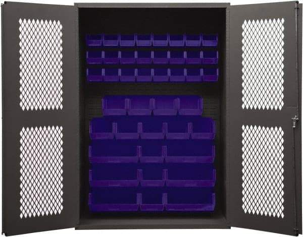 Durham - 42 Bin Storage Cabinet - Steel, 48" Wide x 24" Deep x 72" High, Blue - Apex Tool & Supply