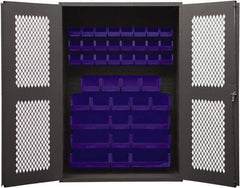 Durham - 42 Bin Storage Cabinet - Steel, 48" Wide x 24" Deep x 72" High, Blue - Apex Tool & Supply