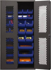 Durham - 30 Bin Storage Cabinet - Steel, 36" Wide x 18" Deep x 72" High, Blue - Apex Tool & Supply
