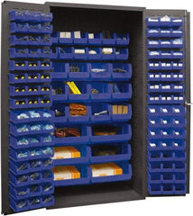 Durham - 126 Bin Storage Cabinet - Steel, 36" Wide x 24" Deep x 72" High, Blue - Apex Tool & Supply