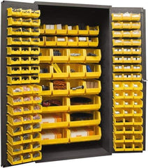 Durham - 126 Bin Storage Cabinet - Steel, 36" Wide x 24" Deep x 72" High, Yellow - Apex Tool & Supply