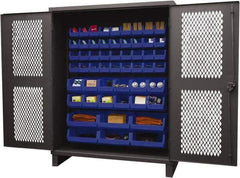 Durham - 54 Bin Storage Cabinet - Steel, 60" Wide x 24" Deep x 78" High, Blue - Apex Tool & Supply
