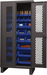 Durham - 30 Bin Storage Cabinet - Steel, 36" Wide x 24" Deep x 78" High, Yellow - Apex Tool & Supply