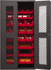 Durham - 30 Bin Storage Cabinet - Steel, 36" Wide x 18" Deep x 72" High, Red - Apex Tool & Supply