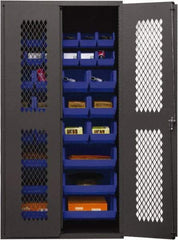 Durham - 30 Bin Storage Cabinet - Steel, 36" Wide x 24" Deep x 72" High, Blue - Apex Tool & Supply