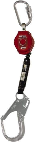 Miller - 6' Long, 400 Lb Capacity, Vectran/Polyester Fall Limiter - Aluminum Locking Rebar Hook Connector, Aluminum Carabiner Connector, Black - Apex Tool & Supply