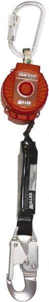 Miller - 6' Long, 400 Lb Capacity, Vectran/Polyester Fall Limiter - Aluminum Locking Snap Hook Connector, Aluminum Carabiner Connector, Black - Apex Tool & Supply