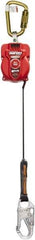 Miller - 9' Long, 400 Lb Capacity, Vectran/Polyester Fall Limiter - Steel Locking Rebar Hook Connector, Steel Carabiner Connector, Black - Apex Tool & Supply