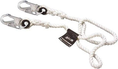 Miller - 4' Long, 310 Lb Capacity, 1 Leg Locking Snap Hook Harness Positioning/Restraint Lanyard - 1-1/2" Diam, Filament Nylon Rope, Locking Snap Hook Anchorage Connection - Apex Tool & Supply