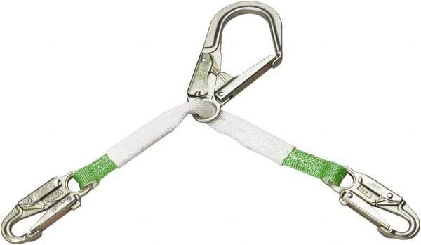 Miller - 2.92' Long, 310 Lb Capacity, 1 Leg Locking Snap Hook Harness Positioning/Restraint Lanyard - 1-1/2" Diam, Polyester Webbing, Locking Snap Hook Anchorage Connection - Apex Tool & Supply