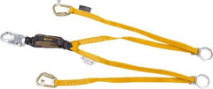 Miller - 6' Long, 310 Lb Capacity, 2 Leg Locking Snap Hook Harness Shock Absorbing Lanyard - 1-1/2" Diam, Polyester Webbing, Locking Snap Hook Anchorage Connection - Apex Tool & Supply