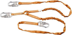 Miller - 6' Long, 310 Lb Capacity, 2 Leg Locking Snap Hook Harness Shock Absorbing Lanyard - 1-1/2" Diam, Polyester Webbing, Locking Snap Hook Anchorage Connection - Apex Tool & Supply