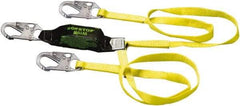 Miller - 6' Long, 310 Lb Capacity, 2 Leg Locking Snap Hook Harness Shock Absorbing Lanyard - 1-1/2" Diam, Polyester Webbing, Locking Snap Hook Anchorage Connection - Apex Tool & Supply
