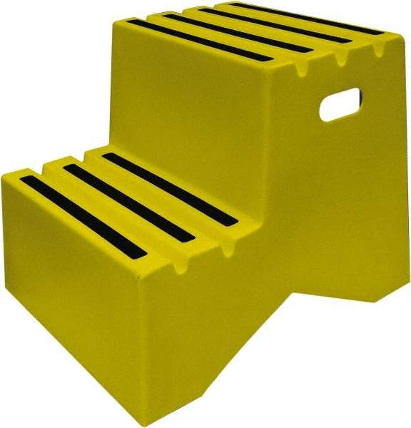 Diversified Plastics - 19-1/2" High x 18-1/8" Wide x 24-1/2" Deep, Yellow Step Stool - 500 Lb Capacity - Apex Tool & Supply