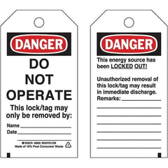 Brady - Safety & Facility Tags - 3" BLK/RED ON WHT 25PK DO NOT OPERATE TAGS - Apex Tool & Supply