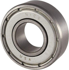Nice - 3/4" Bore Diam, 1-5/8" OD, Double Shield Precision Ground Radial Ball Bearing - 1/2" Wide, 1 Row, Round Bore, 1,010 Lb Static Capacity, 2,595 Lb Dynamic Capacity - Apex Tool & Supply