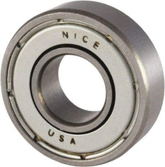 Nice - 3/8" Bore Diam, 1-1/8" OD, Double Shield Precision Ground Radial Ball Bearing - 3/8" Wide, 1 Row, Round Bore, 475 Lb Static Capacity, 1,200 Lb Dynamic Capacity - Apex Tool & Supply